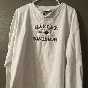 Harley-Davidson White and Red Long Sleeve Tee